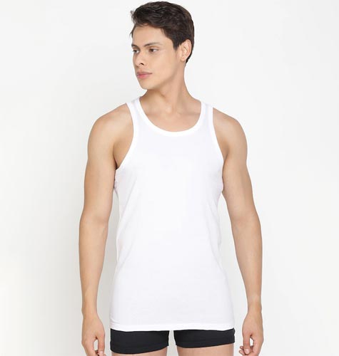 Men Pack Of 2 Solid Cotton Innerwear Vests